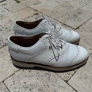 White Footjoy Premiere Wilcox Leather Men's Golf Shoes 10W